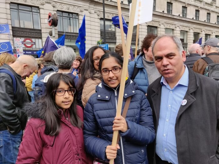 bambos charalambous mp with members of enfield for europe at peoples vote march