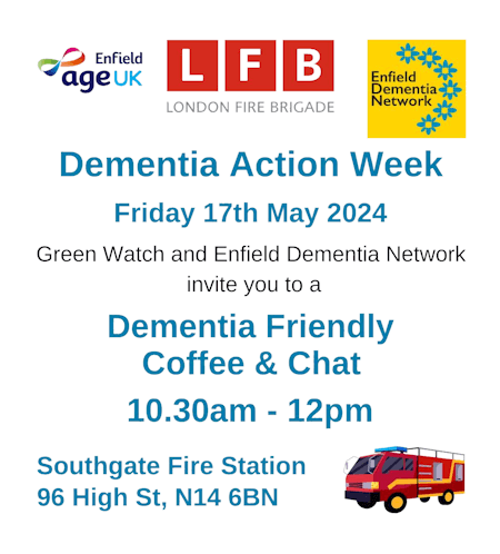 poster or flyer advertising event Dementia Action Week: Dementia-friendly coffee and chat
