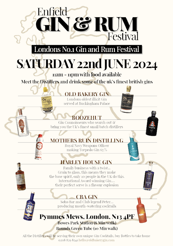 poster or flyer advertising event Enfield Gin and Rum Festival