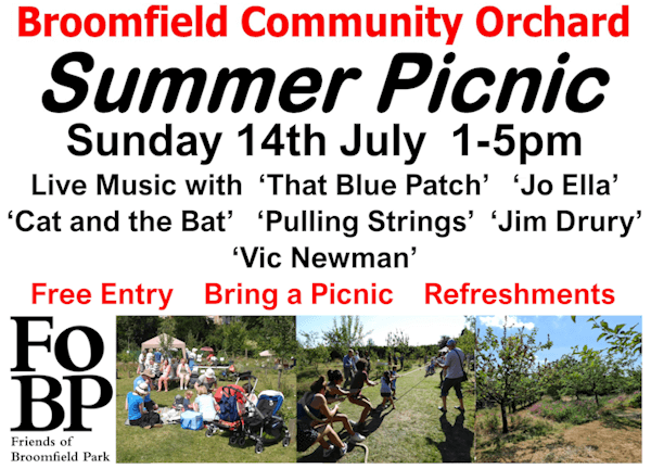 poster or flyer advertising event Community Orchard picnic