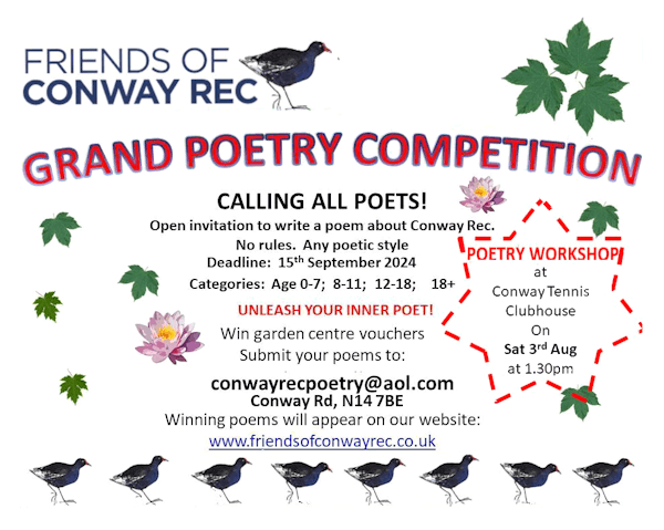 poster or flyer advertising event Friends of Conway Rec Poetry Workshop