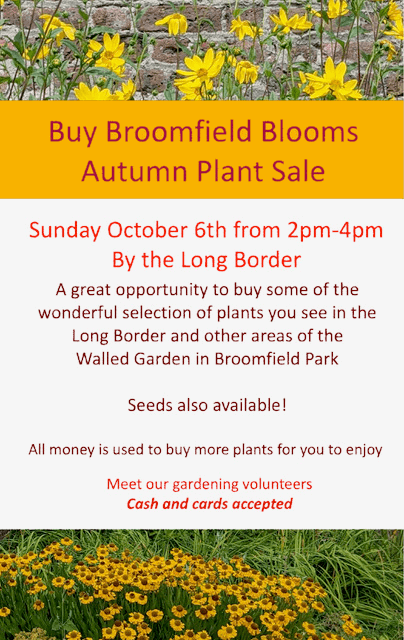 poster or flyer advertising event Autumn plant sale: Buy Broomfield Blooms