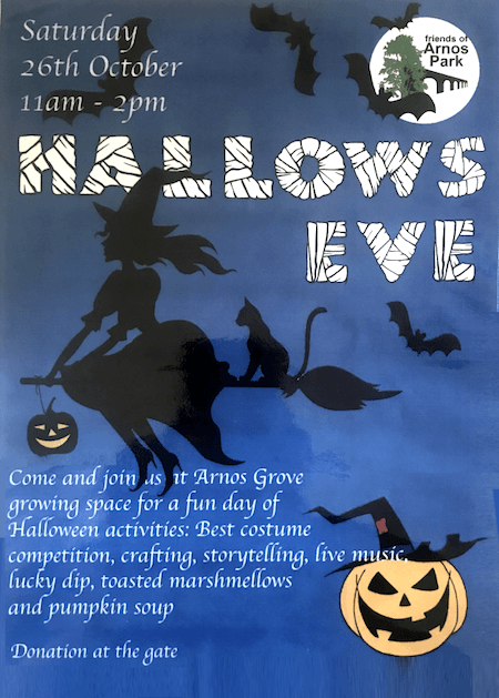 poster or flyer advertising event Hallows Eve event in Arnos Park