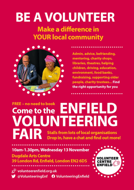 poster or flyer advertising event Enfield Volunteering Fair