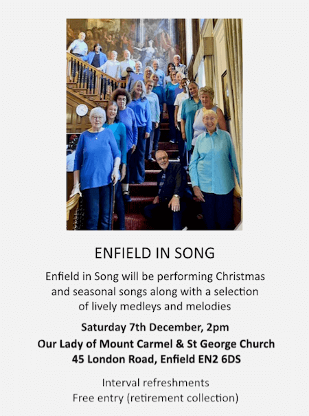 poster or flyer advertising event Enfield in Song