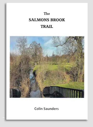 cover of salmons brook trail book by colin saunders on grey background