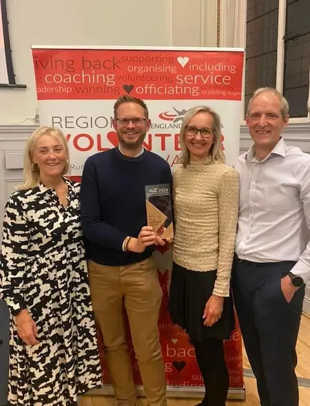 members of edmonton running club at awards ceremony