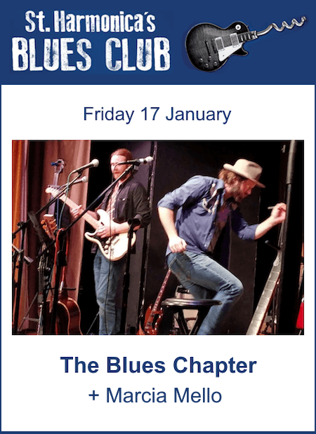 poster or flyer advertising event St Harmonica\'s Blues Club: The Blues Chapter + Marcia Mello